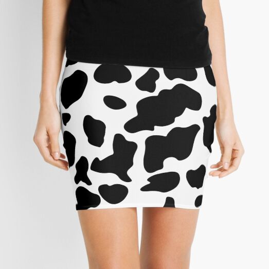 Patrón de vaca | Piel de vacuno blanco y negro Minifalda