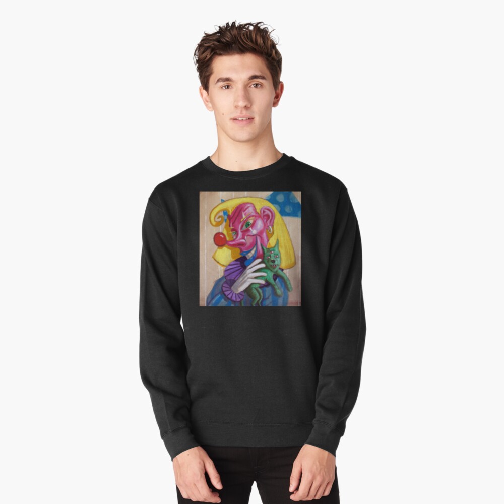 Dori Clown with three eyed doggy Pullover Sweatshirt