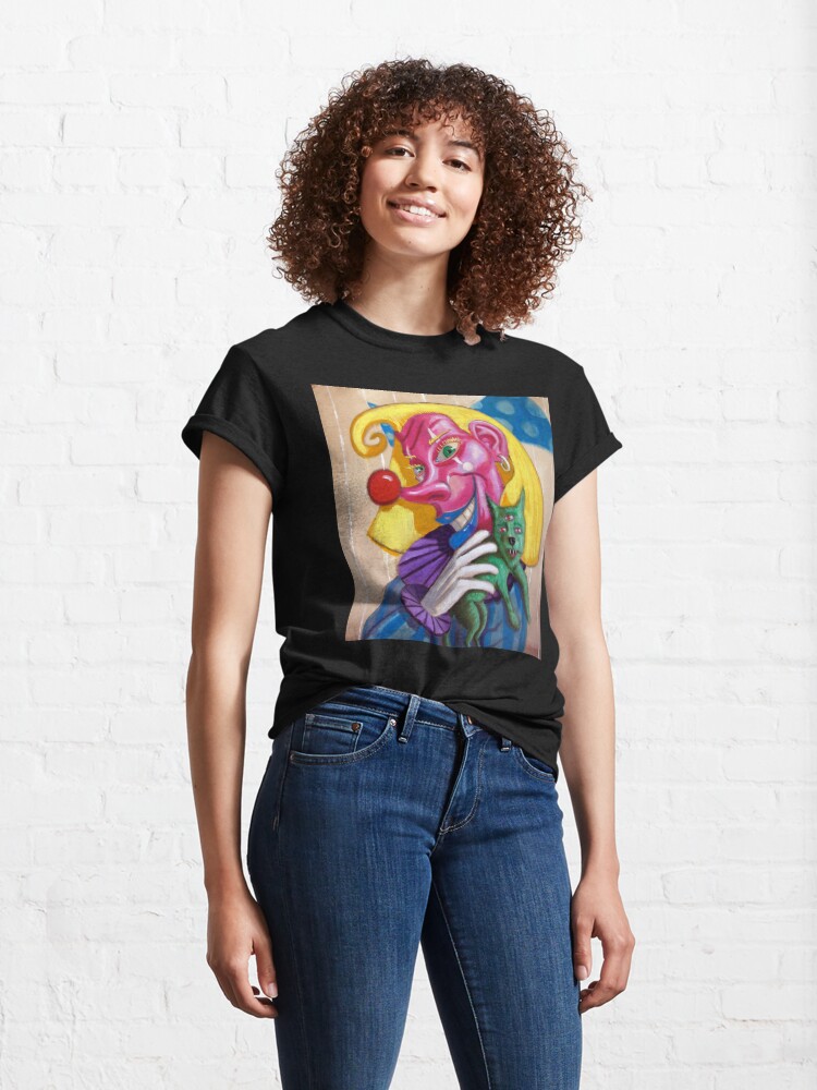 Thumbnail 4 of 7, Classic T-Shirt, Dori Clown with three eyed doggy designed and sold by RetinalKandy.
