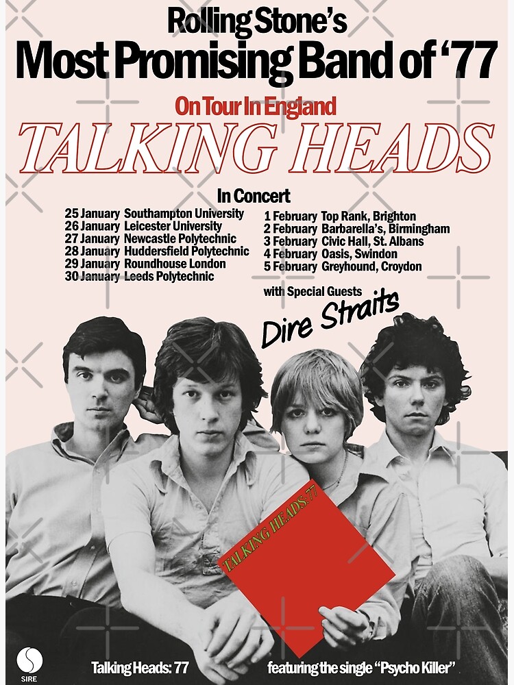"TALKING HEADS UK TOUR POSTER (1977)" Photographic Print for Sale by