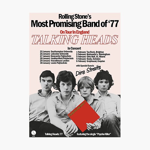 TALKING HEADS UK TOUR POSTER (1977) Photographic Print