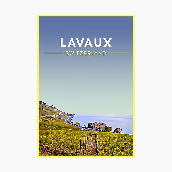 Lavaux Vineyards Switzerland Vintage Travel Art Photographic Print