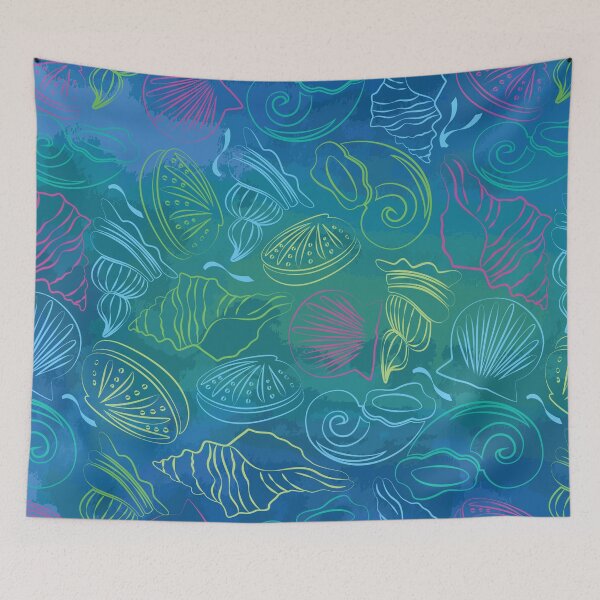 Item preview, Seashells pattern, on an ocean background designed and sold by Gerald Waters.