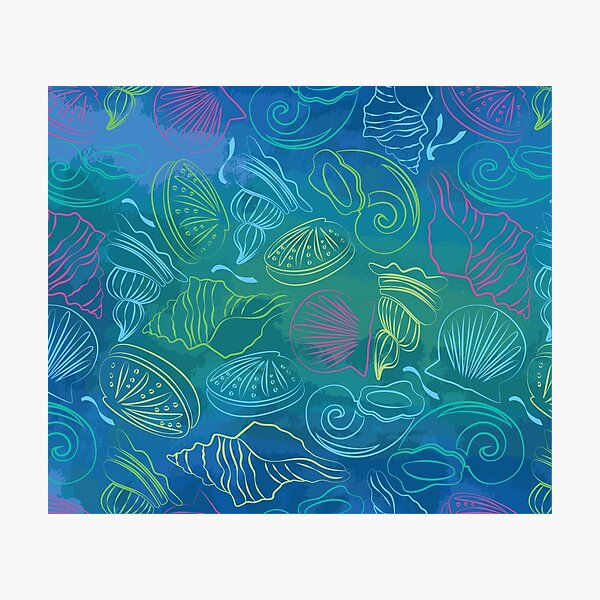 Item preview, Seashells pattern, on an ocean background designed and sold by Gerald Waters.