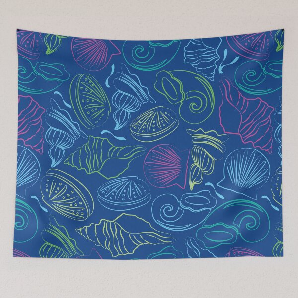 Item preview, Seashells pattern, on an a dark blue background designed and sold by Gerald Waters.