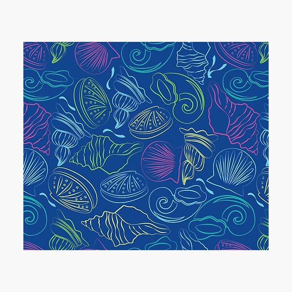 Item preview, Seashells pattern, on an a dark blue background designed and sold by Gerald Waters.