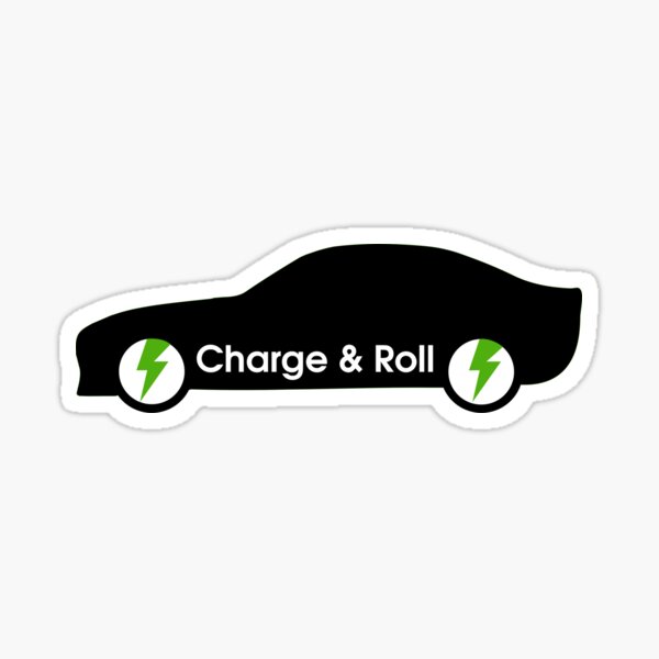 electric car charge and roll black Sticker