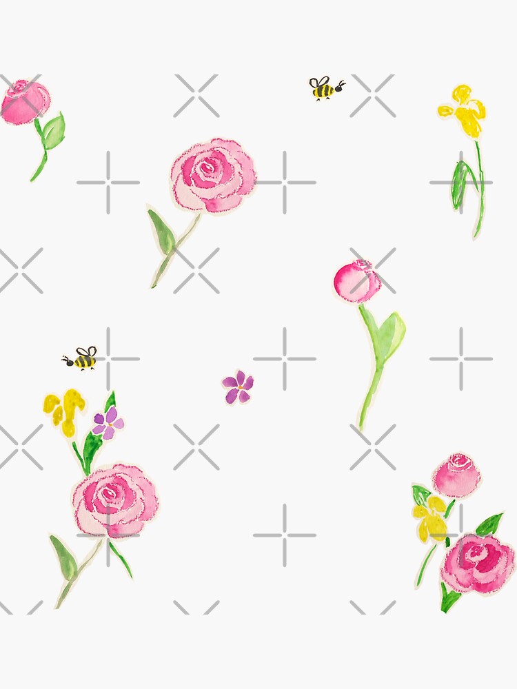 "Watercolor roses and daffodils sticker pack by Tea with Xanthe