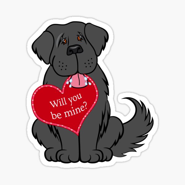 Will You Be Mine Newfie with Heart Sticker