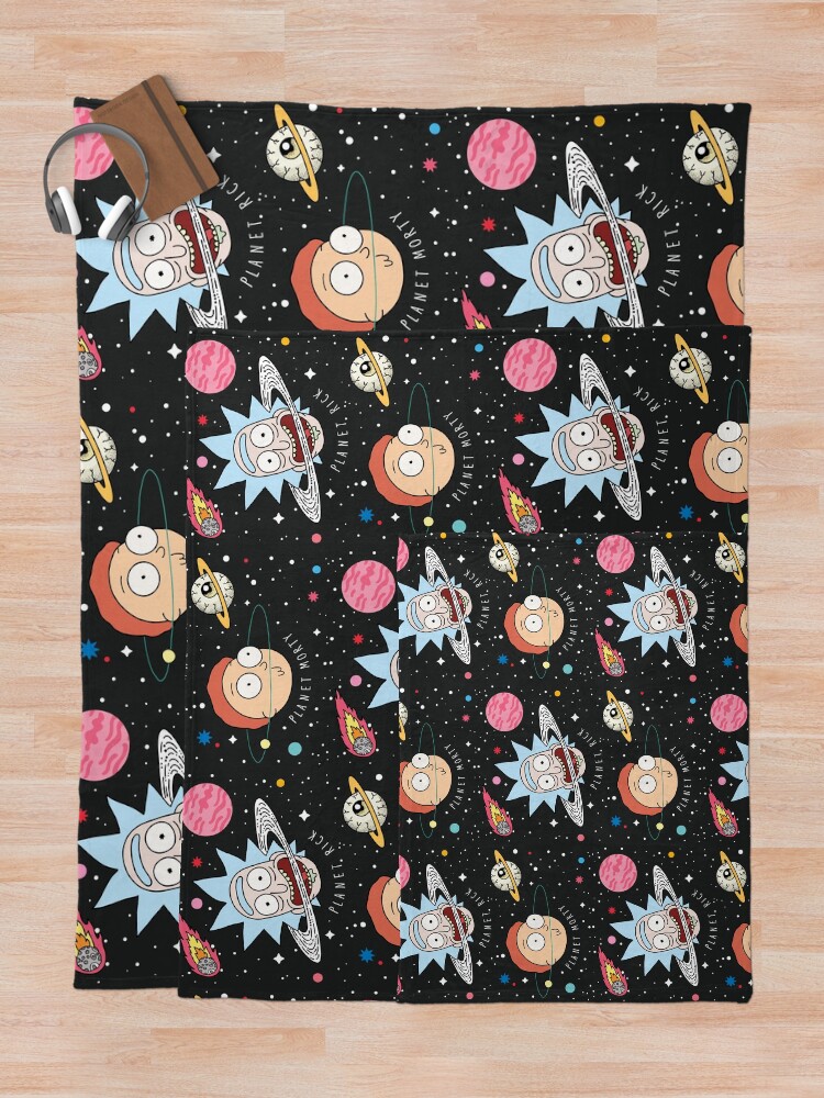 Alternate view of Rick and Morty Planets Throw Blanket