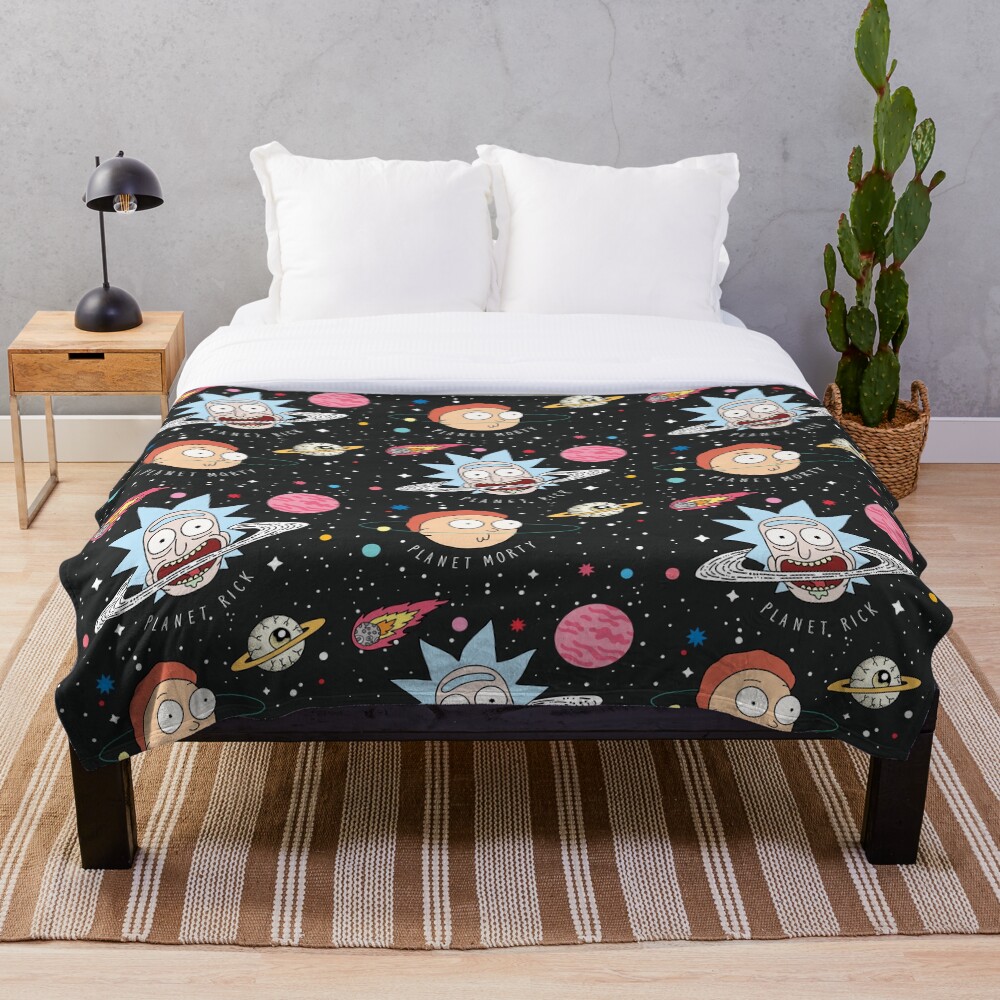 Rick and Morty Planets Throw Blanket