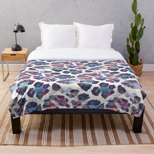 Multicoloured Chame-Leo-Pardus - Leopard Print Inspired Pattern Throw Blanket