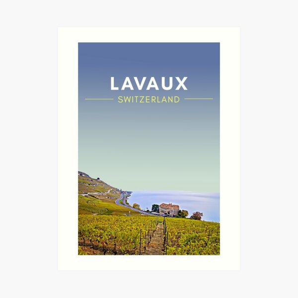 Lavaux Vineyards Switzerland Digital Travel Art - no border Art Print