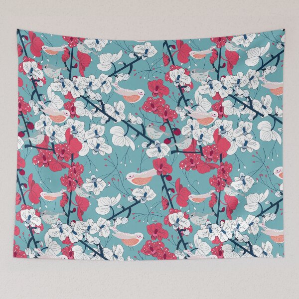 Item preview, Orchid and bird pattern designed and sold by SweetCoolVibes.