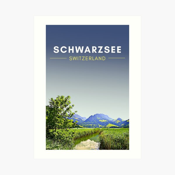 Schwarzsee Switzerland Digital Travel Art - no border Art Print