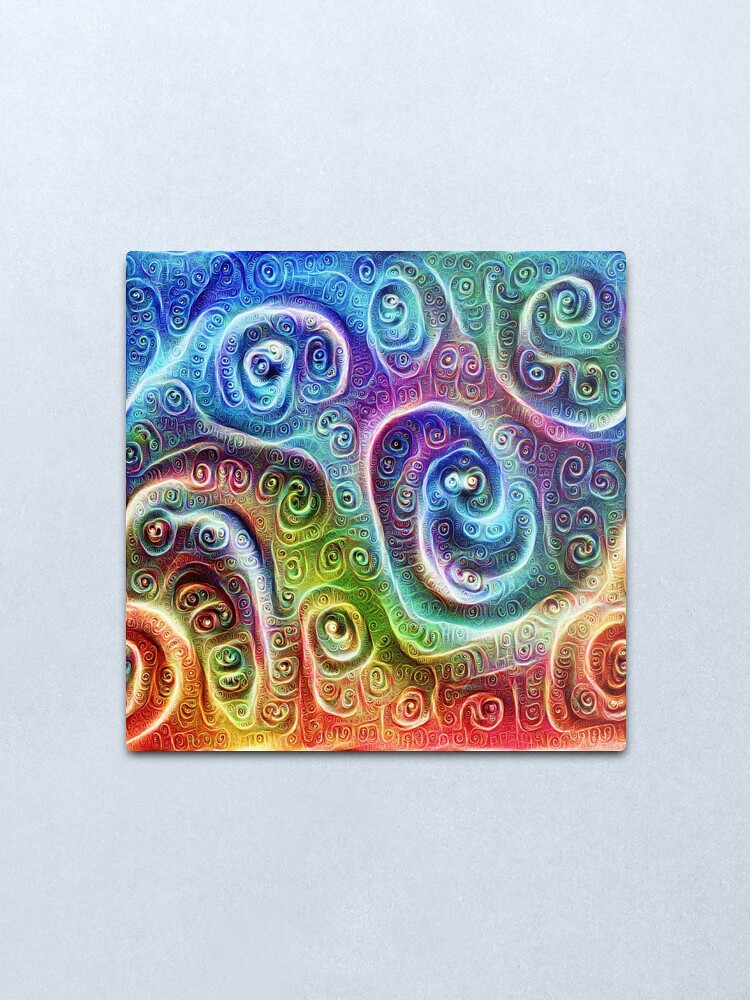 Alternate view of DeepDream Tomato Steelblue 5x5K v9 Metal Print