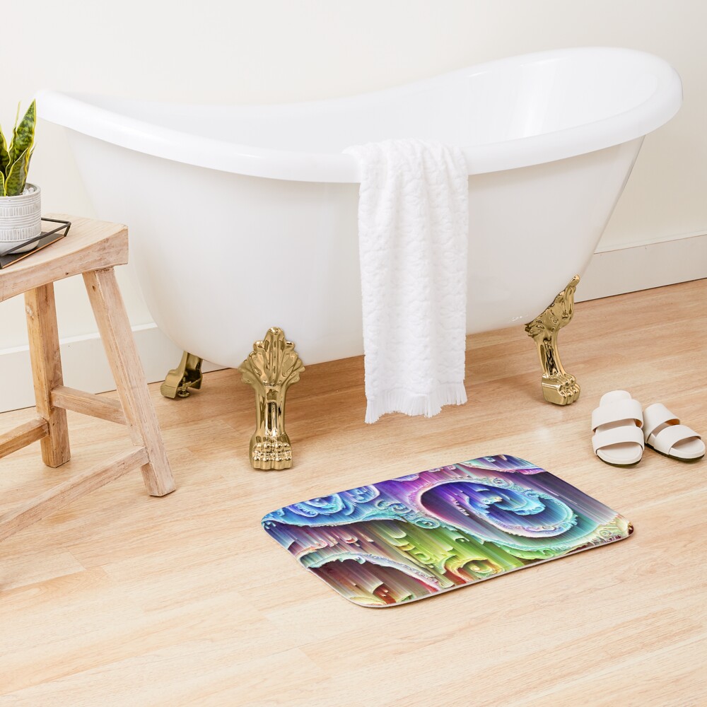 DeepDream Tomato Steelblue 5x5K v9 Bath Mat