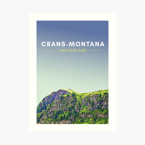 Crans-Montana Switzerland Digital Travel Art - no border Art Print