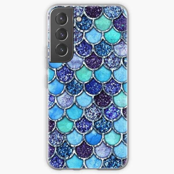 Bunte aquamarine u. Blaue Watercolor u. Glitter-Meerjungfrau-Skalen Samsung Galaxy Flexible Hülle