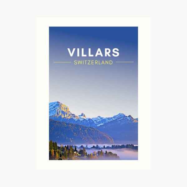 Villars Switzerland Digital Travel Art - no border Art Print