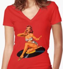 Rockabilly Goddess Women's Fitted V-Neck T-Shirt