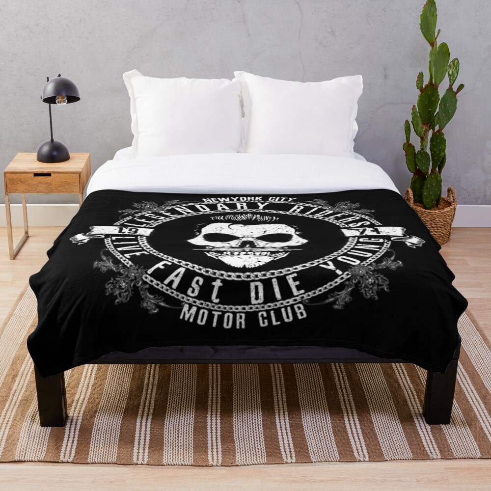 Old School Bikers New York Throw Blanket By Bettydobes Redbubble