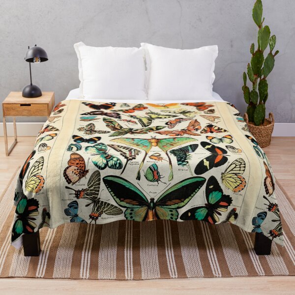 Papillon I Vintage French Butterfly Charts by Adolphe Millot Throw Blanket