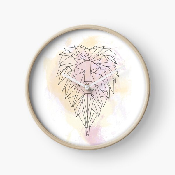 Löwe Watercolor Aquarell Origami Linien Uhr