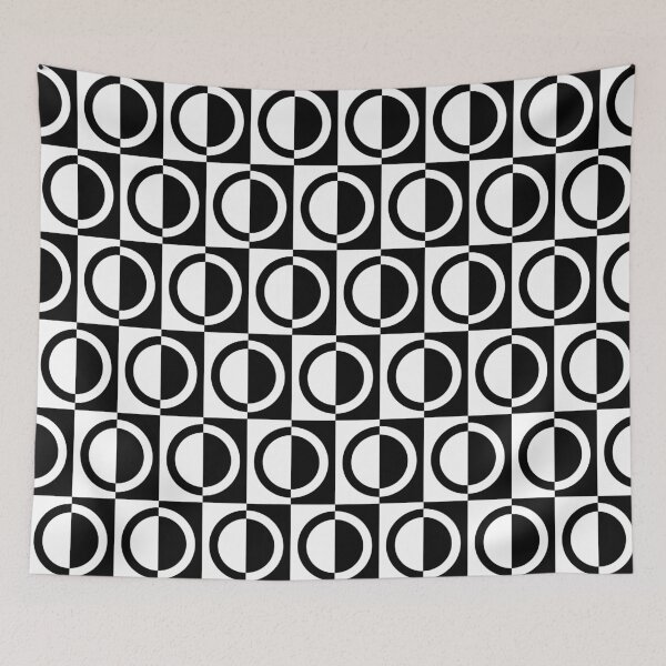 Item preview, Black on White Circles and Squares Pattern designed and sold by ArtformDesigns.