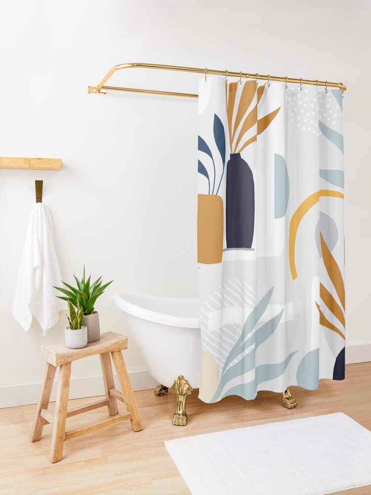 Alternate view of The Shapes of Nature - Pattern 3 on pastel grey Shower Curtain