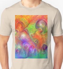 DeepDream Tomato Steelblue Ecstatic Autumn Slim Fit T-Shirt