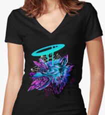 Crystal Wolf Women's Fitted V-Neck T-Shirt