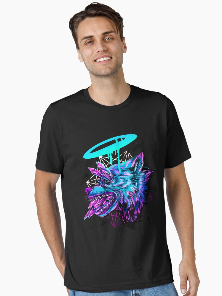 Imagen 1 de 7, Camiseta esencial con la obra Lobo de cristal, diseñada y vendida por retkikosmos.