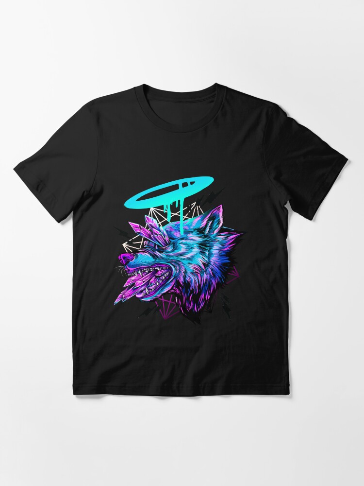 Imagen 3 de 7, Camiseta esencial con la obra Lobo de cristal, diseñada y vendida por retkikosmos.