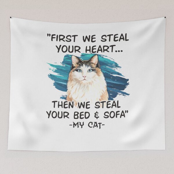 Item preview, Funny Cat Lover Gift - First Steal Heart Then Bed - Pet Owner Gifts - Kitten Rescuer designed and sold by kntranhoang.