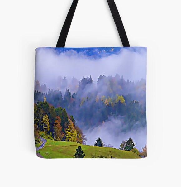 Swiss Alps Mountain Village in the Autumn All Over Print Tote Bag