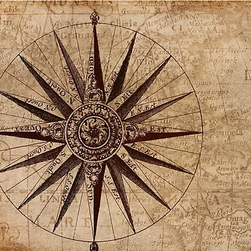 Artwork thumbnail, Vintage Map Compass, Compass, Retro Compass, Map by Logic72