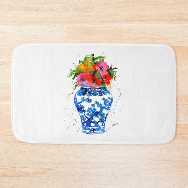 Item preview, Ginger Jar, Blue and White China Vase,  Poppy flowers designed and sold by Rosaliartbook.