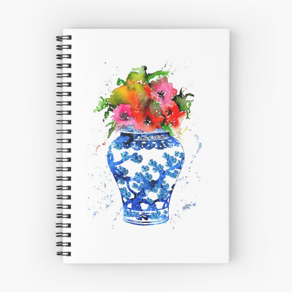 Item preview, Ginger Jar, Blue and White China Vase,  Poppy flowers designed and sold by Rosaliartbook.