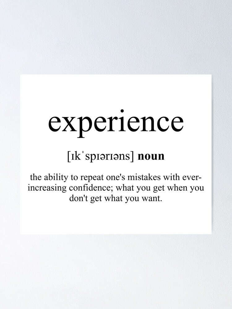 Experience Definition Dictionary Collection Poster By Designschmiede Redbubble