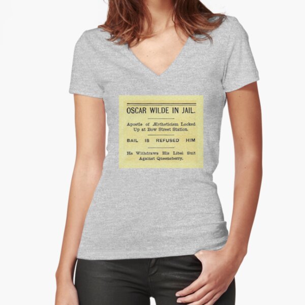 Oscar Wilde In Jail Headline Fitted V-Neck T-Shirt