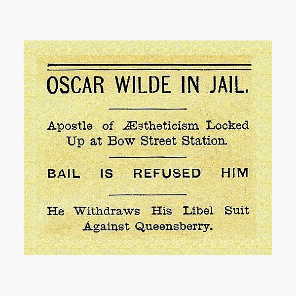 Oscar Wilde In Jail Headline Photographic Print