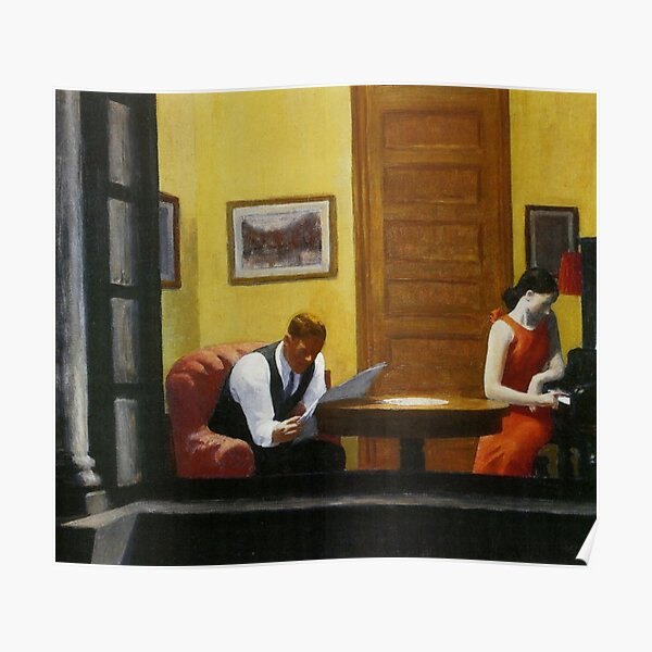 AMERICAN ARTIST. Room in New York. By Edward Hopper. 1940. Poster