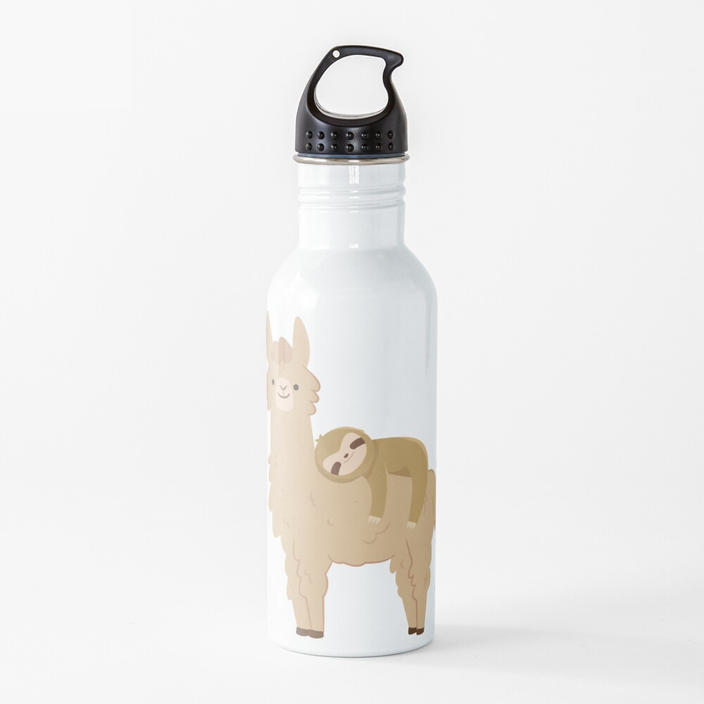 Adorable Sloth Relaxing on a Llama | Funny Llama Sloth Water Bottle