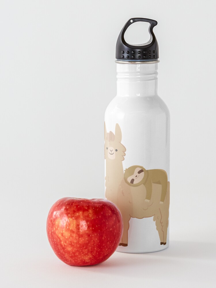 Alternate view of Adorable Sloth Relaxing on a Llama | Funny Llama Sloth Water Bottle
