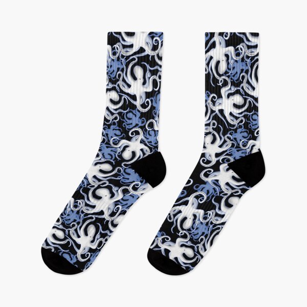Item preview, Black white And Blue Octopus Pattern designed and sold by TMBTM.