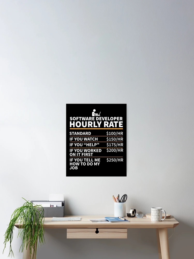 Thumbnail 2 of 3, Poster, Software Developer Hourly Rate designed and sold by designeclipse.