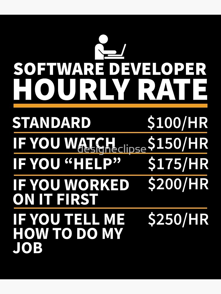  Software Developer Hourly Rate Poster For Sale By Designeclipse 