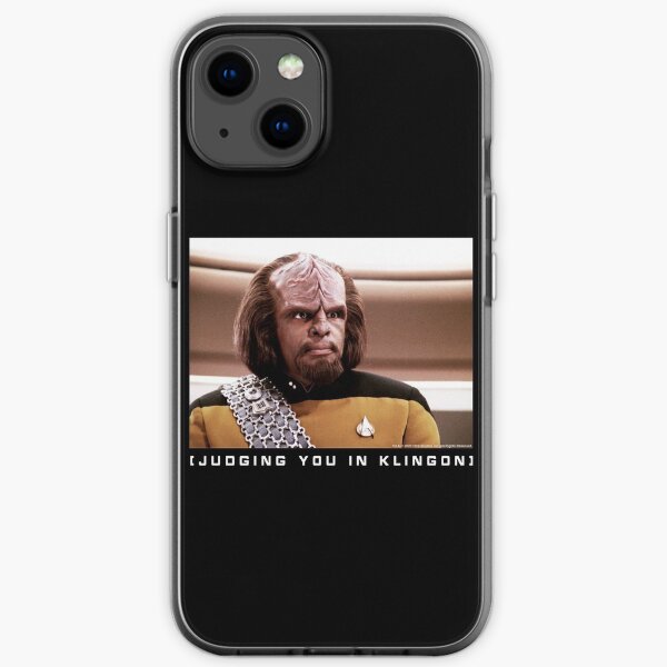 Star Trek Next Generation Worf ( Judging You In Klingon) Portrait iPhone Soft Case