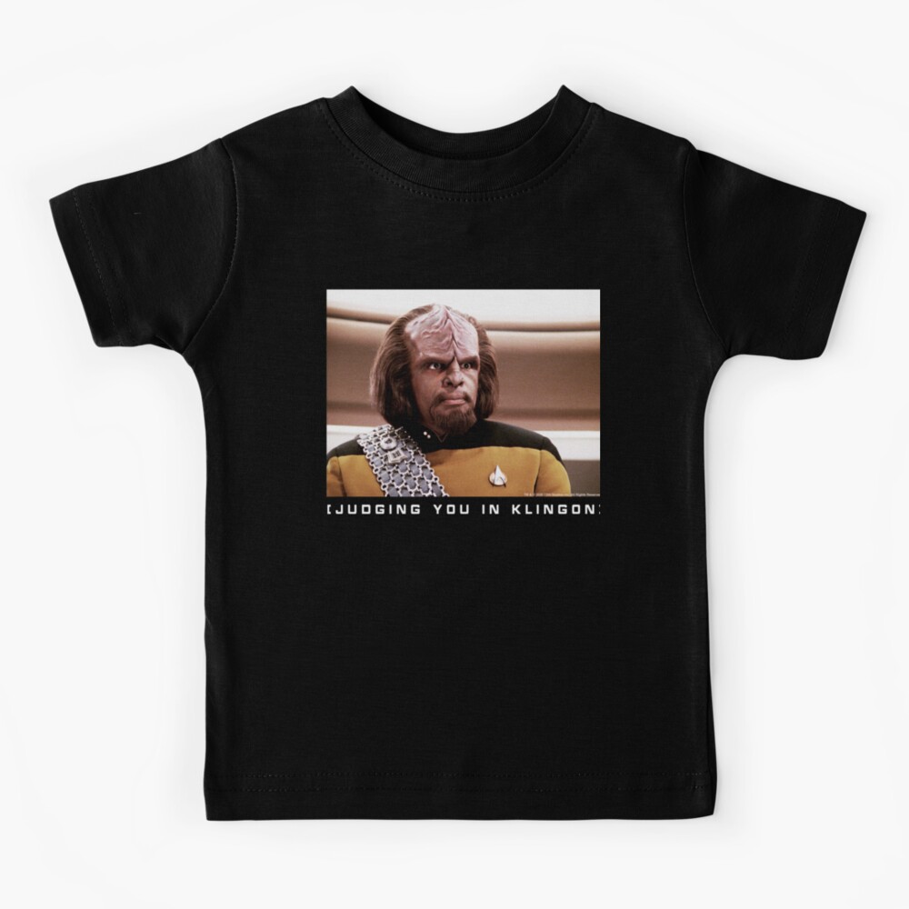 Star Trek Next Generation Worf ( Judging You In Klingon) Portrait Kids T-Shirt